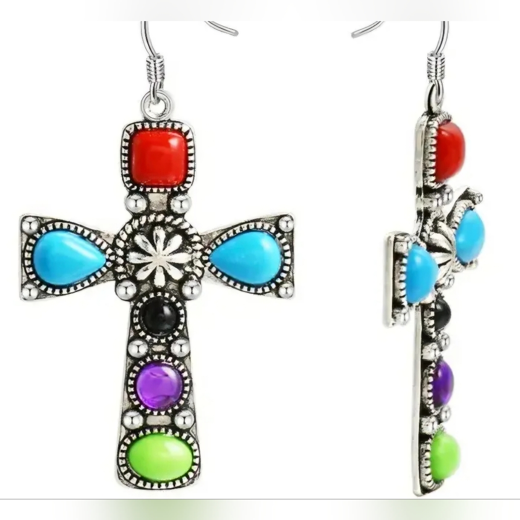 Colorful Cross Dangle Earrings 5$